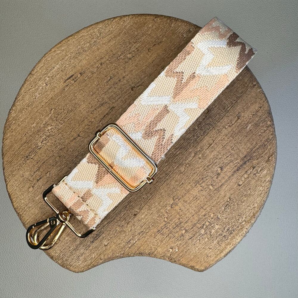 Wide Pink Tan Purse Strap Adjustable Crossbody Guitar Strap NEW FAST SHIP